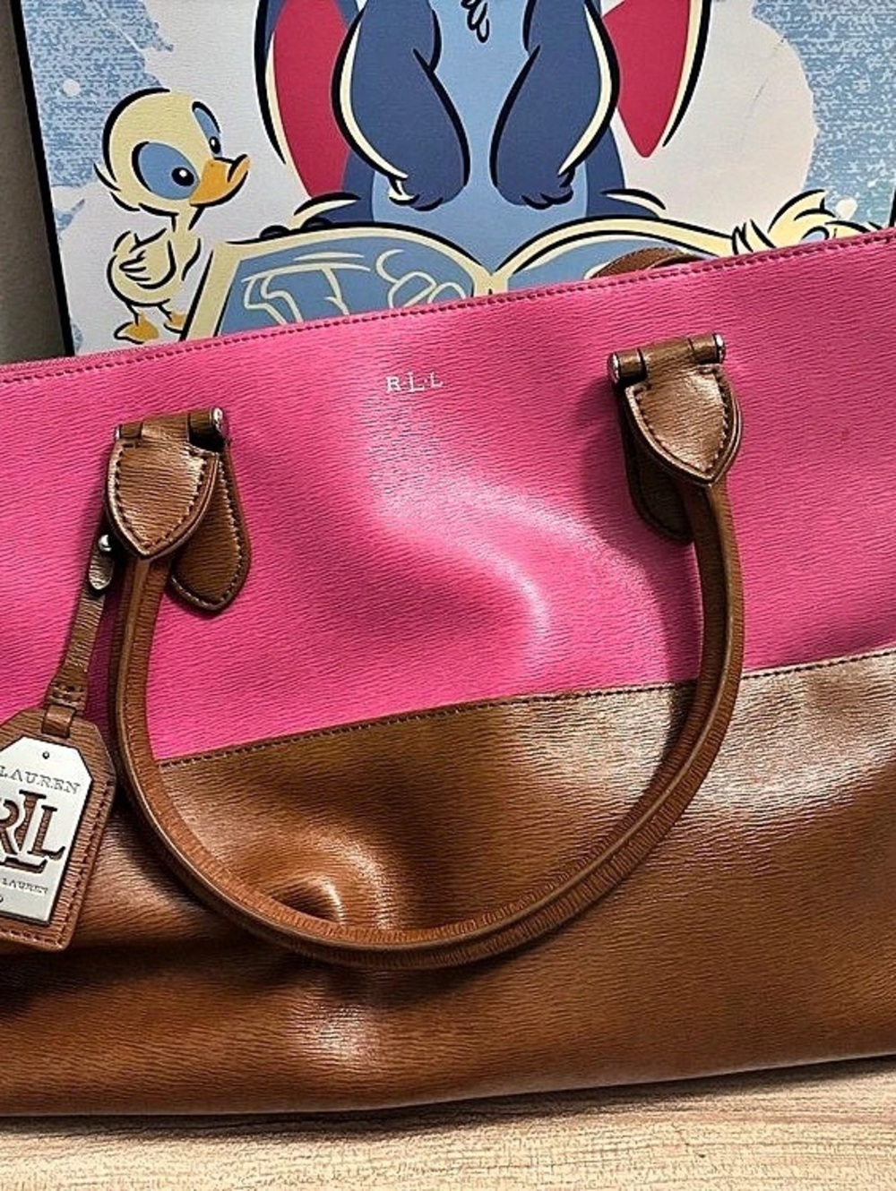 Lauren Ralph Lauren Color Block Pink & Brown Tote